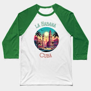 "Tropical Vibes in Retro Havana: Exotic Cuban Flair" - Retro Travel Cool Baseball T-Shirt